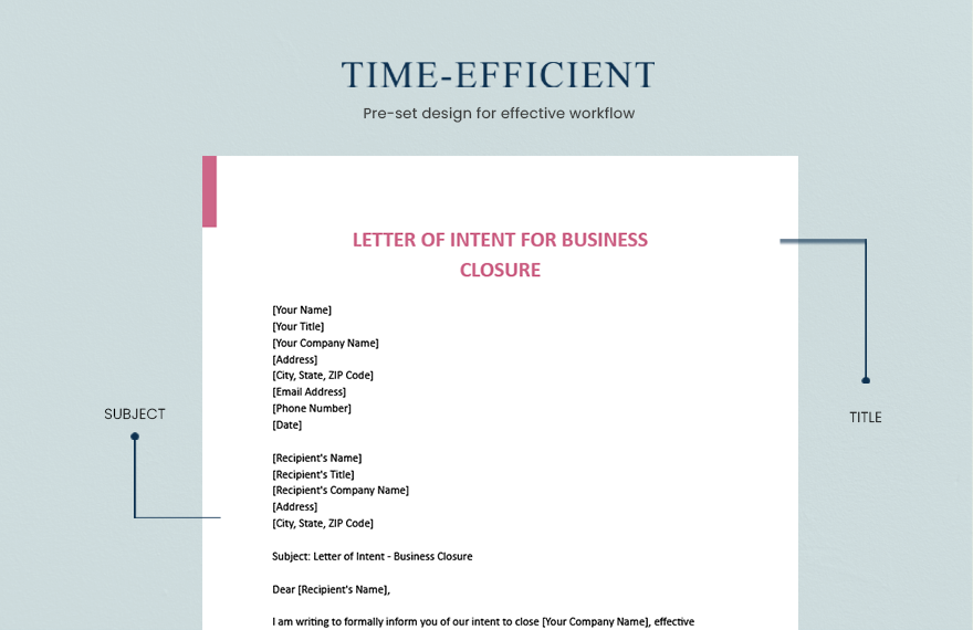 Letter Of Intent For Business Closure