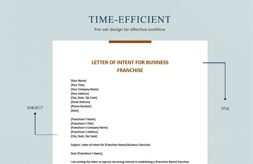 Letter Of Intent For Business Franchise