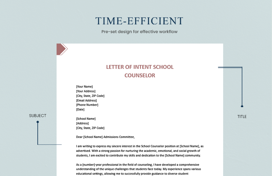 Letter Of Intent School Counselor