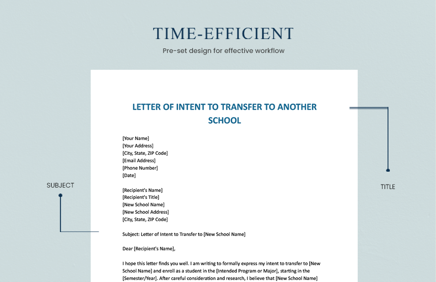 Letter Of Intent To Transfer To Another School