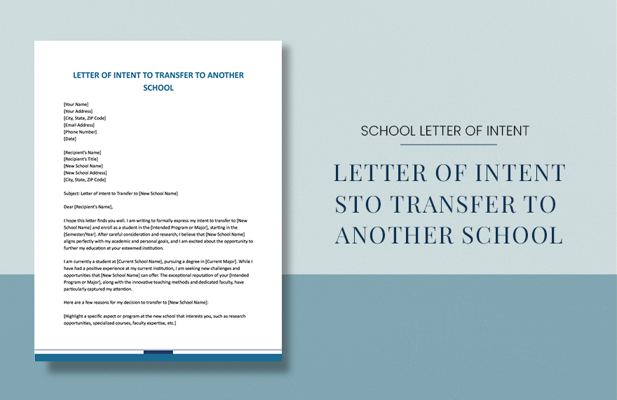 Letter Of Intent To Transfer To Another School in Word, Google Docs, Apple Pages