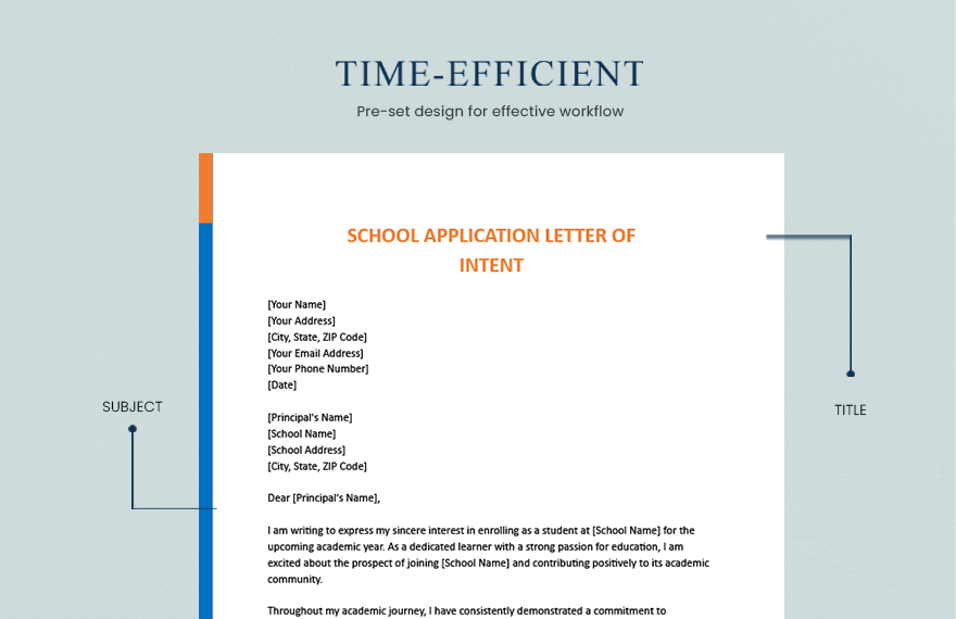 School Application Letter of Intent