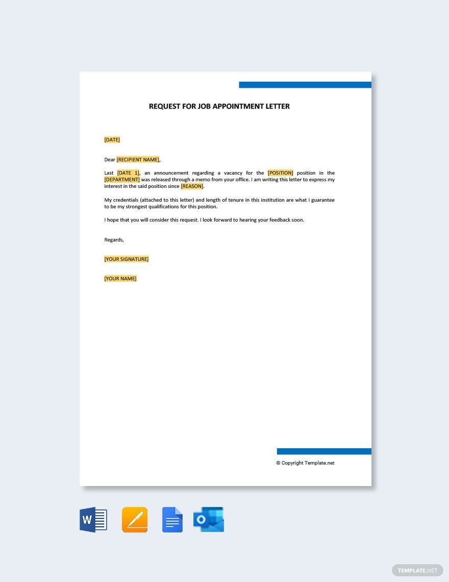 Request for Job Appointment Letter Sample
