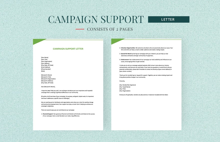 Free Campaign Support Letter in Word, Google Docs, Apple Pages