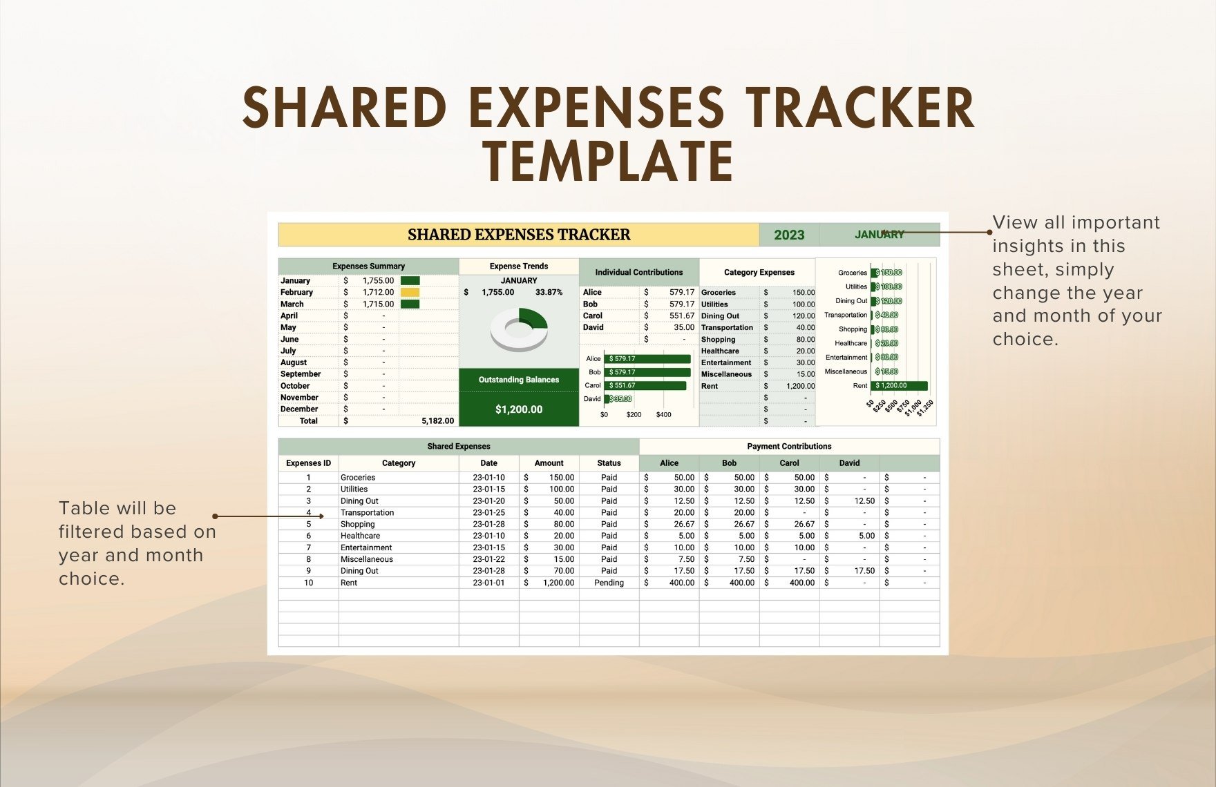 Shared Expenses Tracker Template