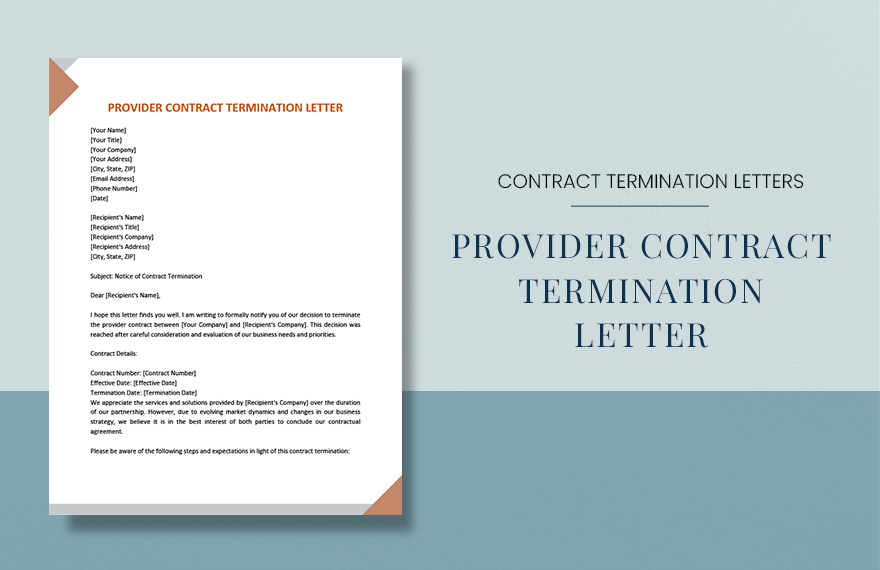 Provider Contract Termination Letter in Word, Google Docs, PDF, Apple Pages