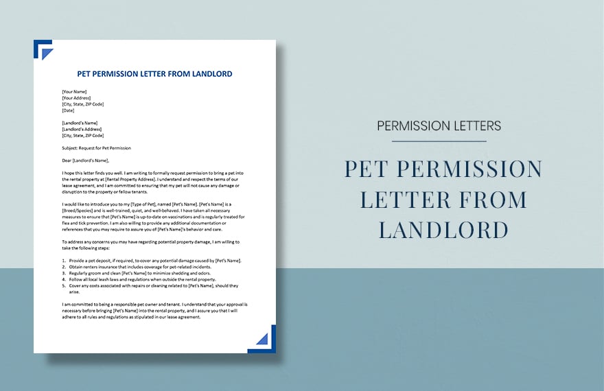 Pet Permission Letter From Landlord