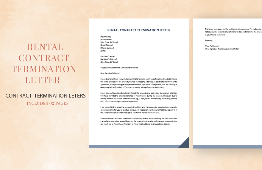Free Rental Contract Termination Letter in Word, Google Docs, PDF, Apple Pages