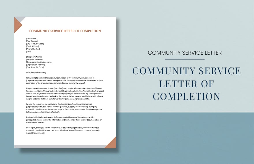 Community Service Letter of Completion