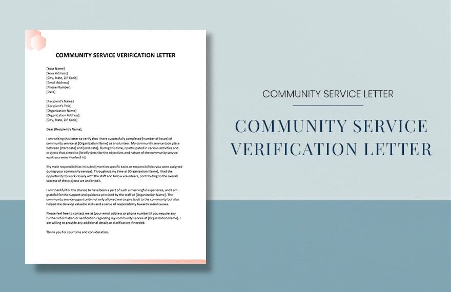 Community Service Verification Letter