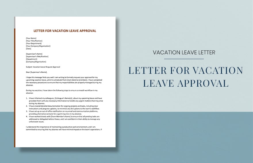 Letter For Vacation Leave Approval