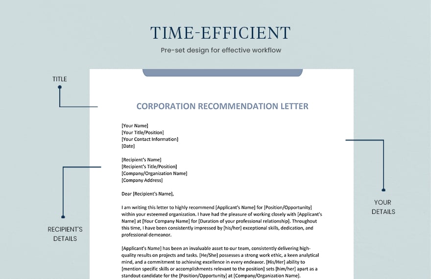 Corporation Recommendation Letter