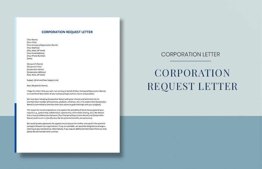 Corporation Request Letter