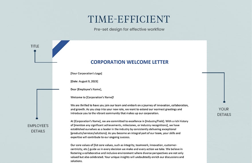 Corporation Welcome Letter