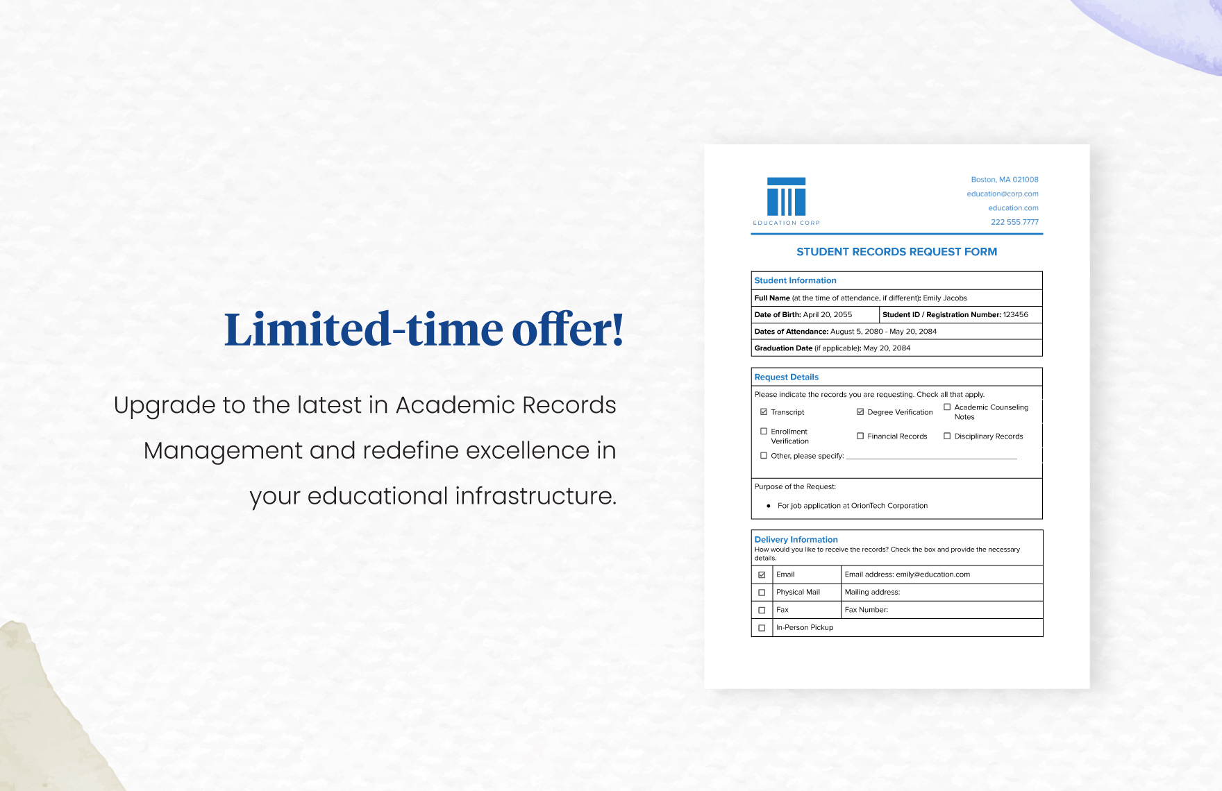 Student Records Request Form Template