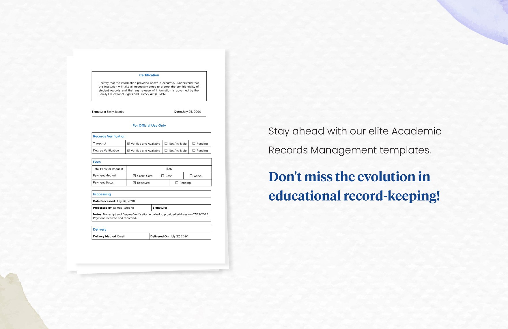 Student Records Request Form Template