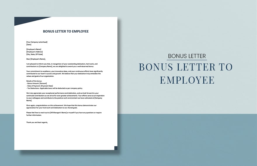Bonus Letter To Employee in Word, Google Docs, PDF, Apple Pages