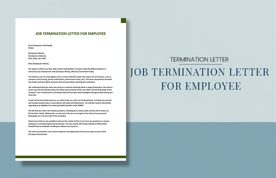 Job Termination Letter For Employee