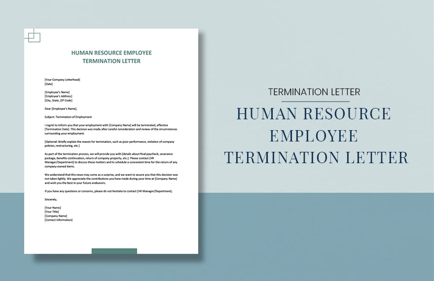 Free Human Resource Employee Termination Letter in Word, Google Docs, PDF, Apple Pages