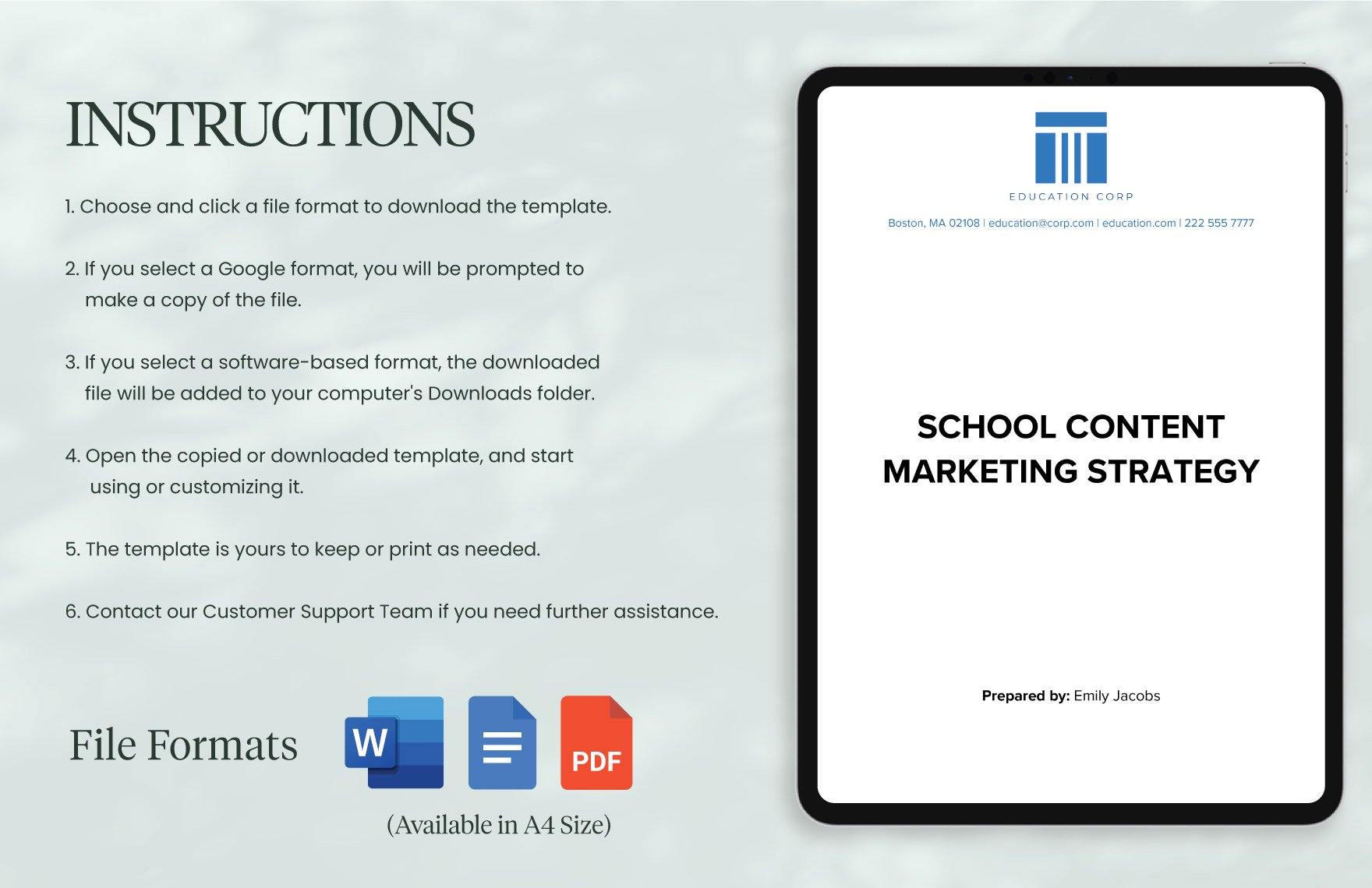 School Content Marketing Strategy Template