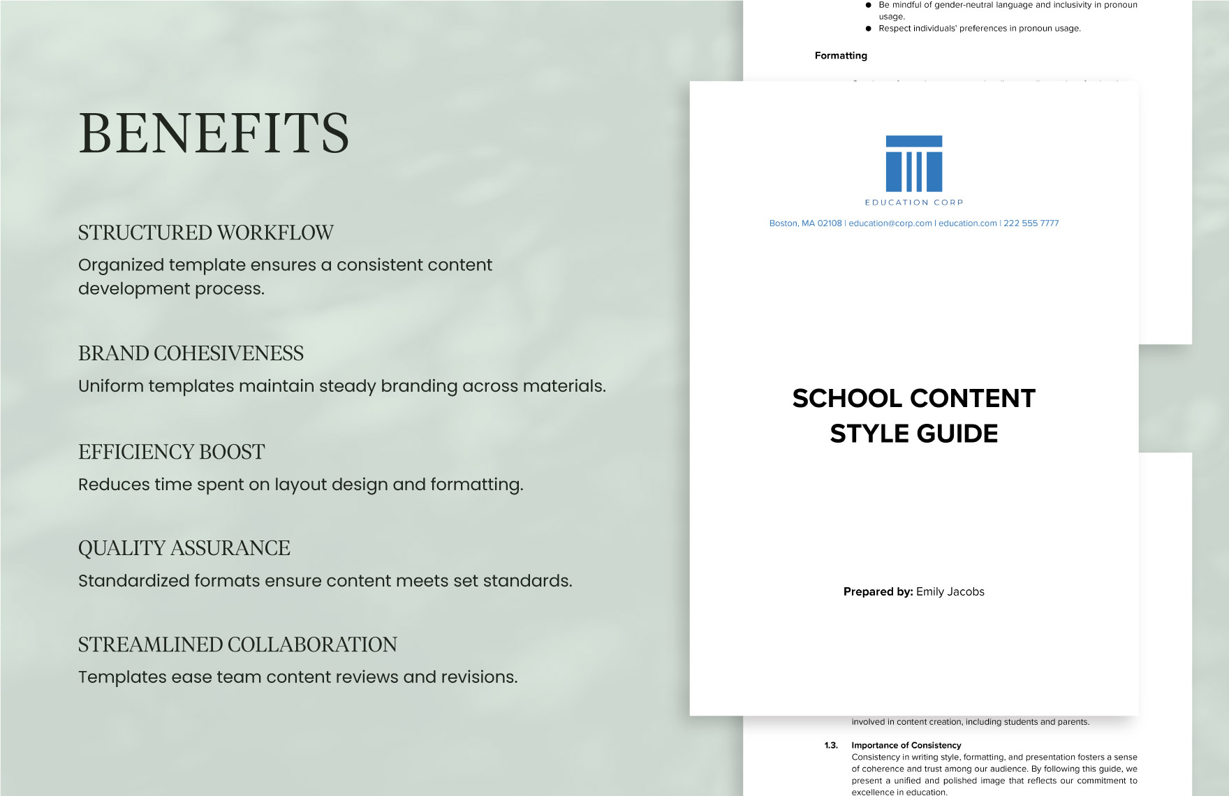 School Content Style Guide Template