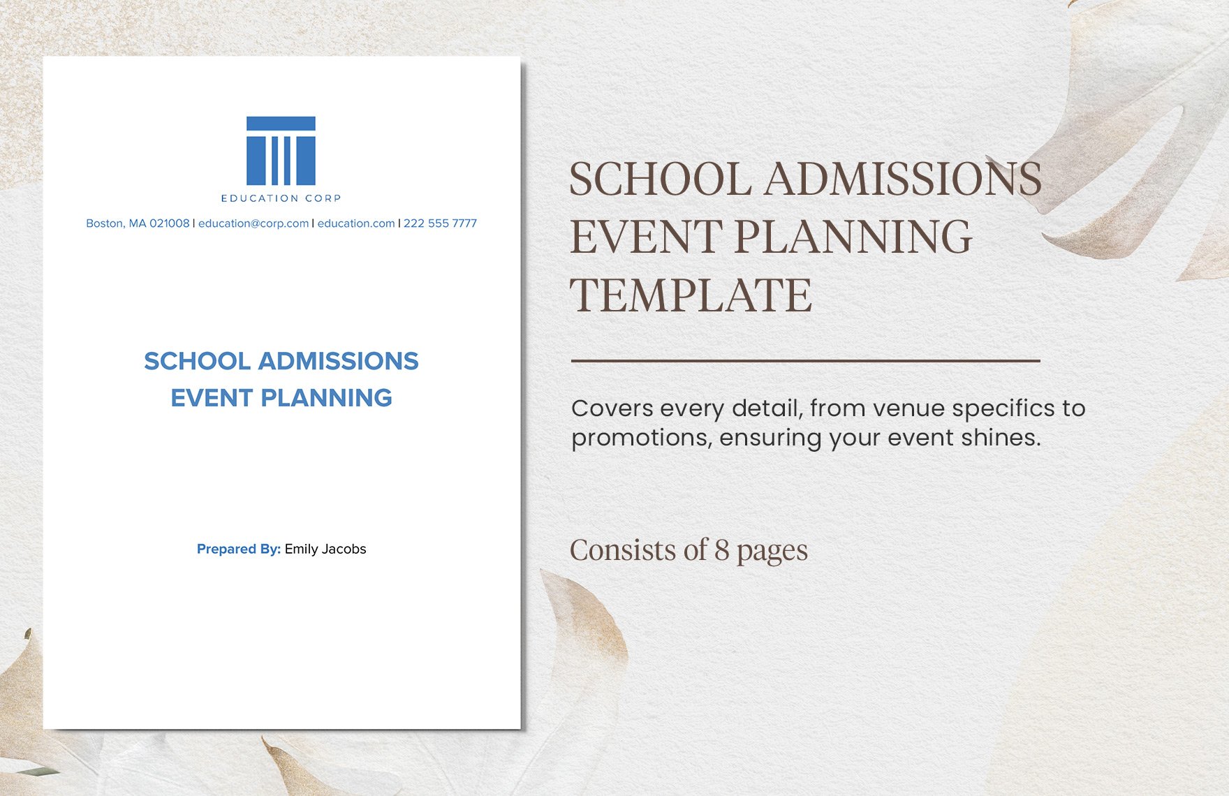 School Admissions Event Planning Template