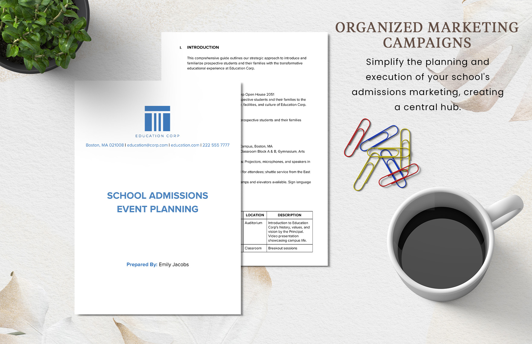 School Admissions Event Planning Template