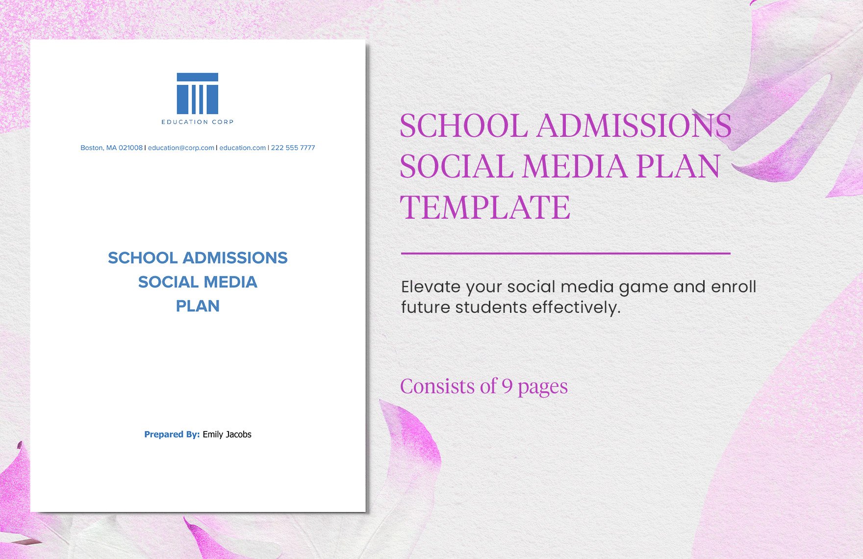 School Admissions Social Media Plan Template