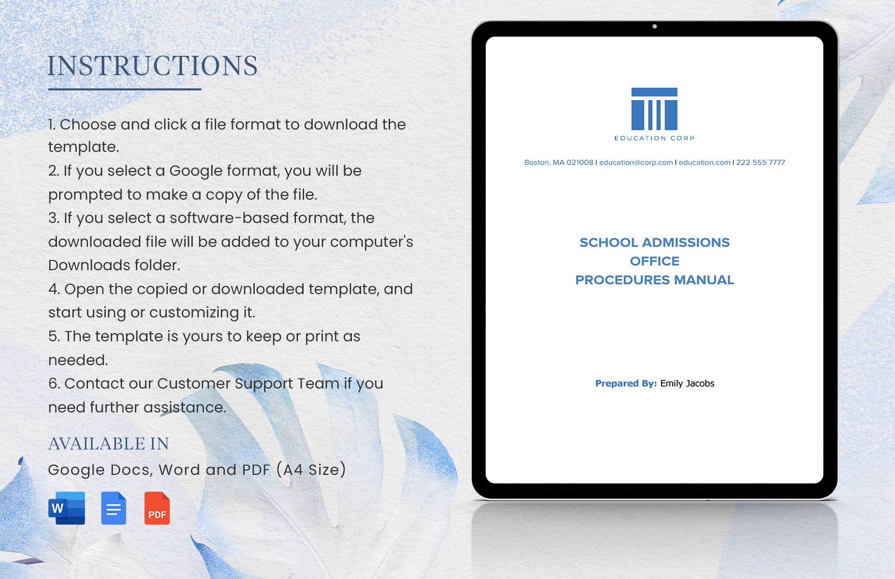 School Admissions Office Procedures Manual Template