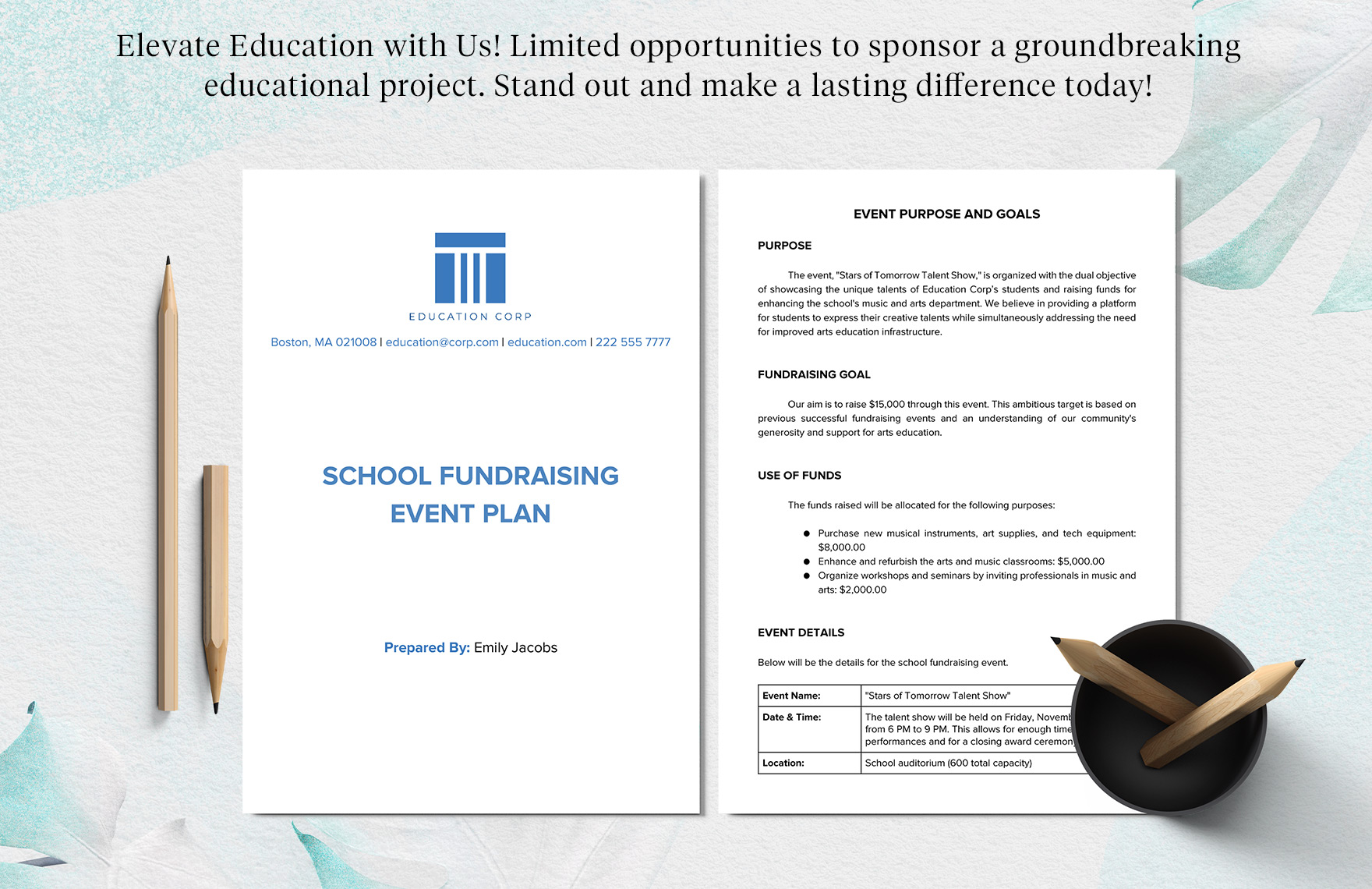 School Fundraising Event Plan Template