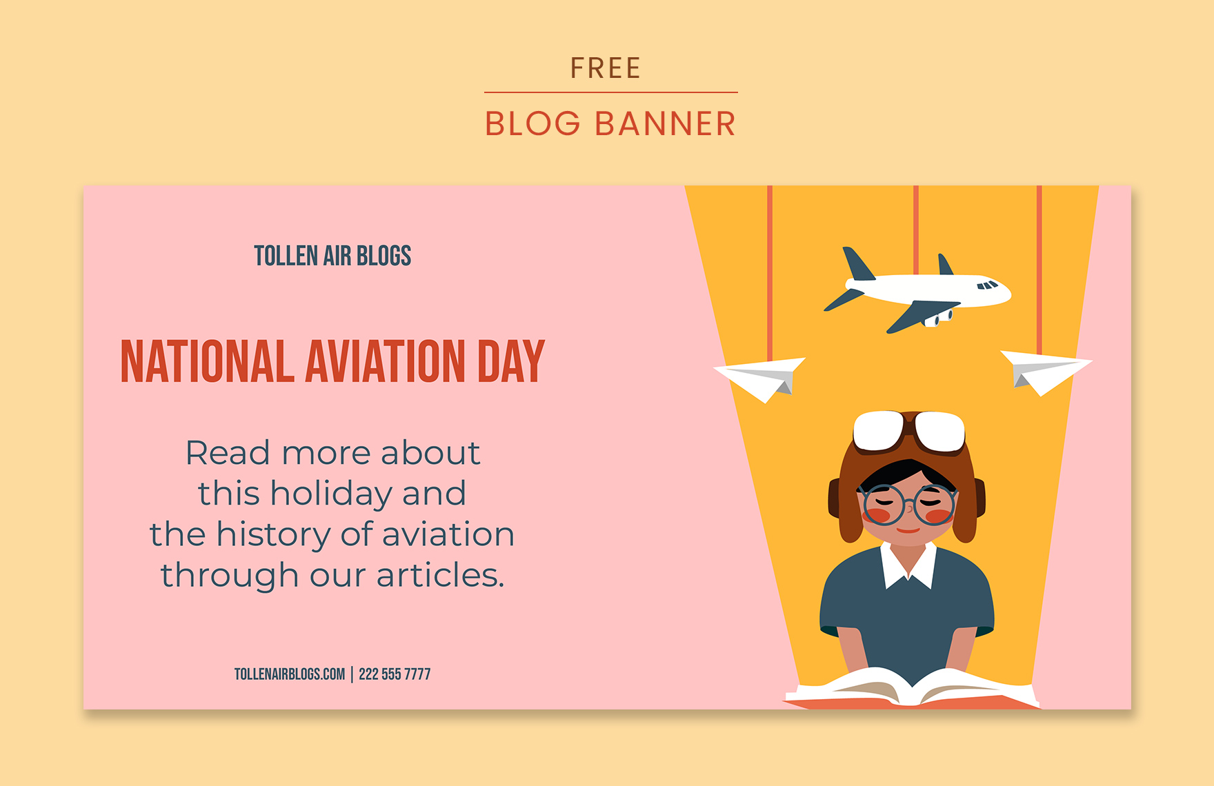 National Aviation Day Blog Banner Template in PDF, Illustrator, SVG, JPEG