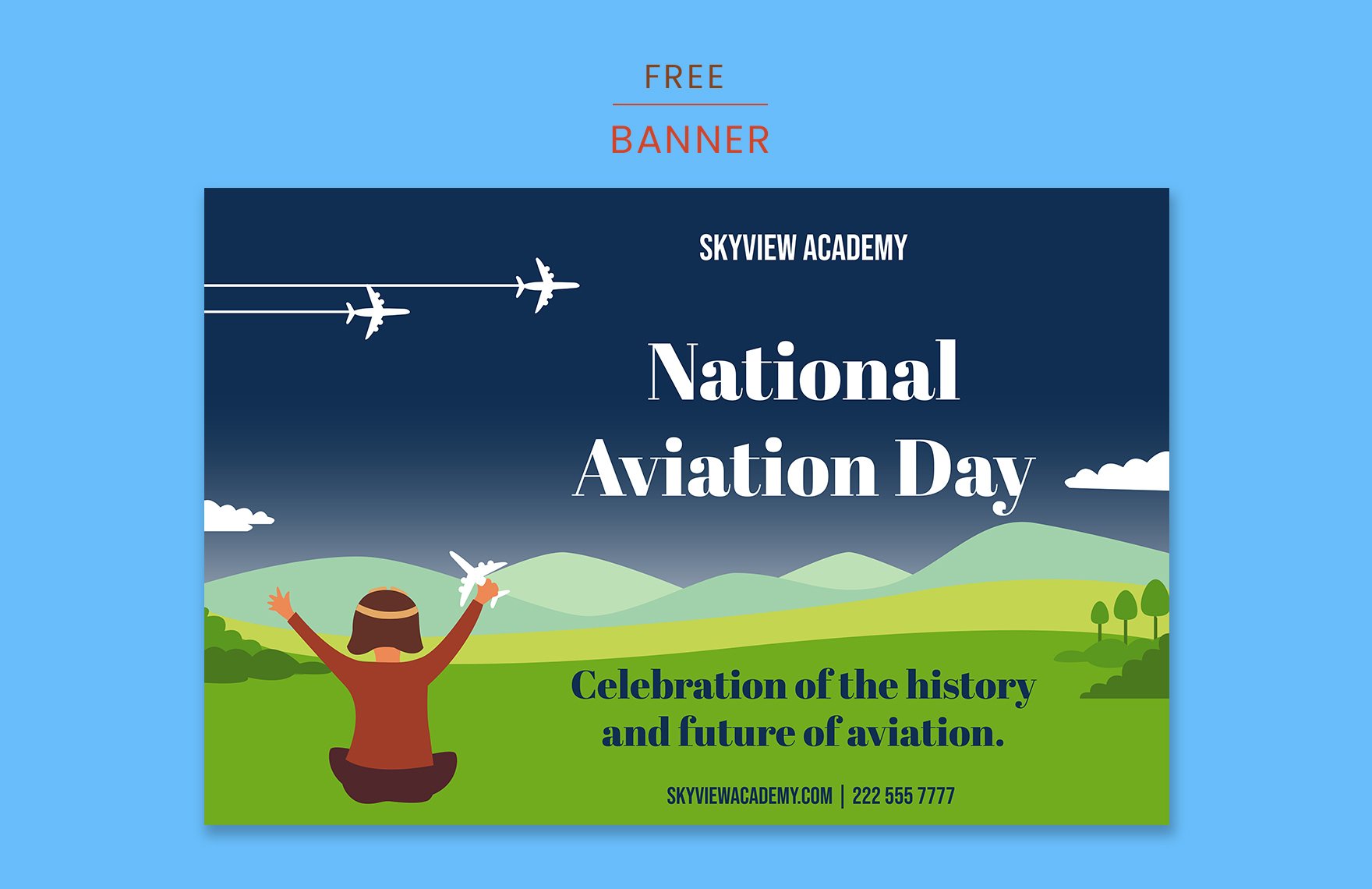 National Aviation Day Banner Template