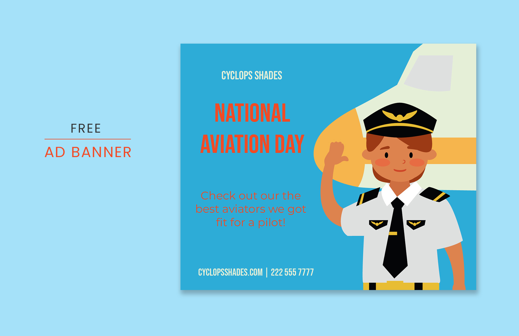 National Aviation Day Ad Banner Template in PDF, Illustrator, SVG, JPG