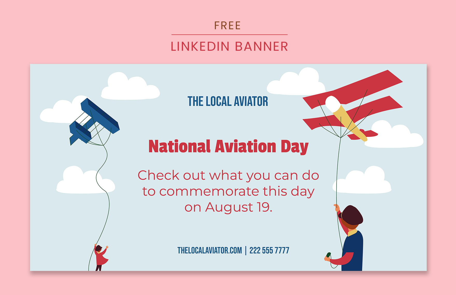 Free National Aviation Day LinkedIn Banner Template in PDF, Illustrator, SVG, JPEG