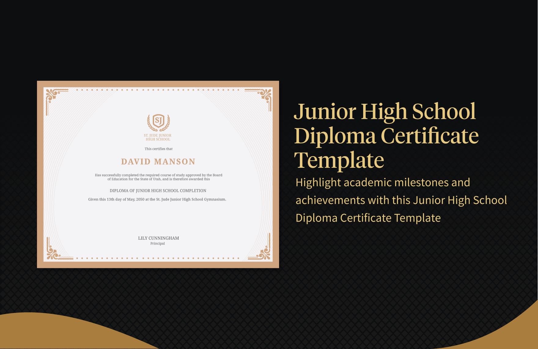 Junior High School Diploma Certificate Template