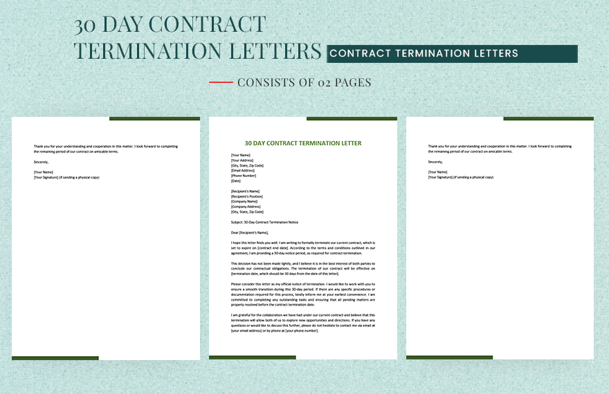 30 Day Contract Termination Letter