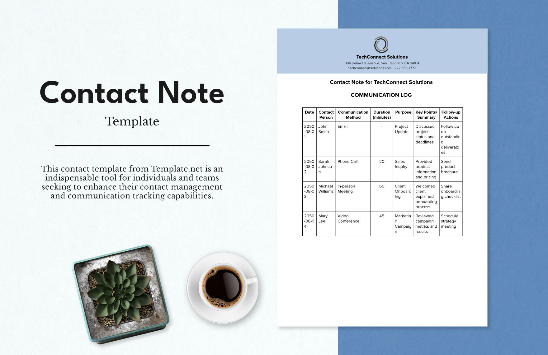 Contact Note Template