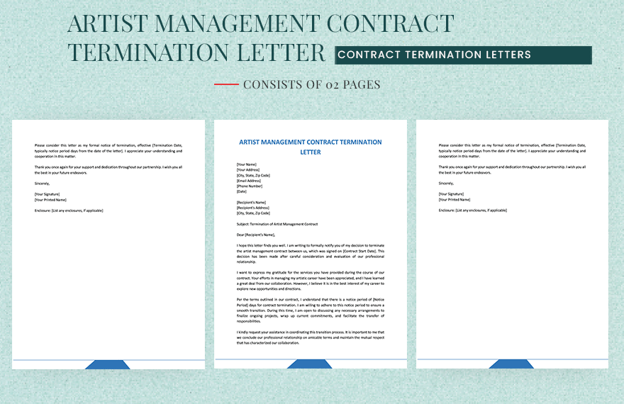 Artist Management Contract Termination Letter