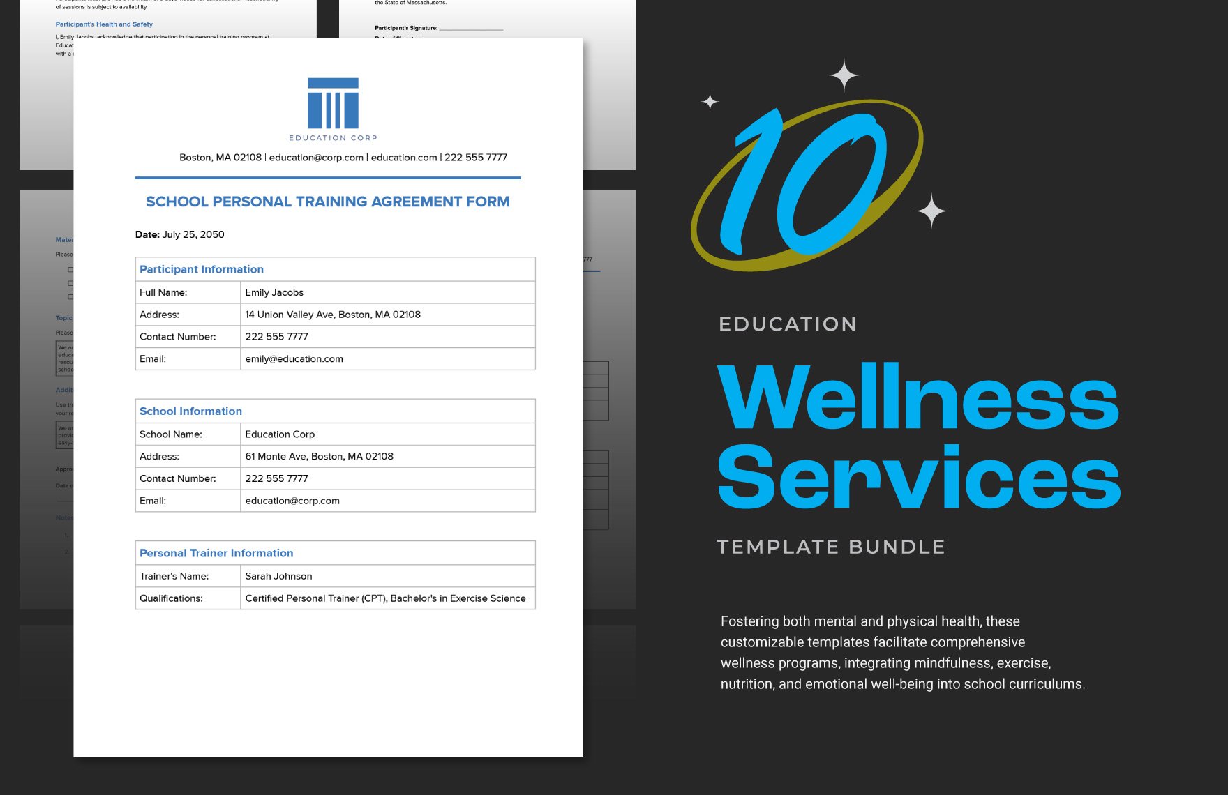 10 Education Wellness Services Template Bundle