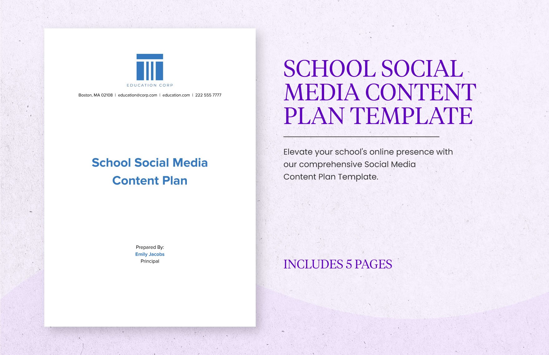 School Social Media Content Plan Template
