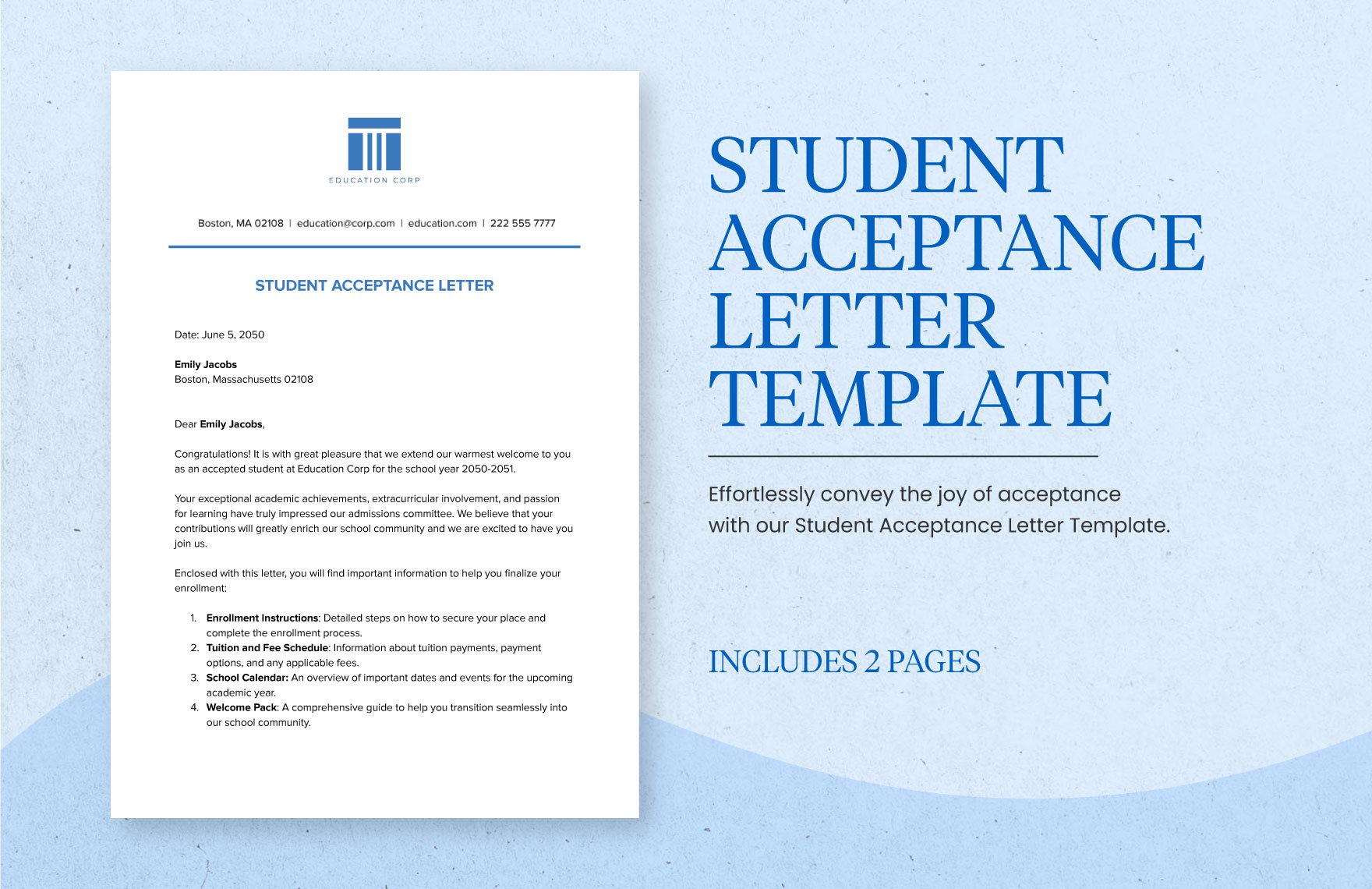Student Acceptance Letter Template