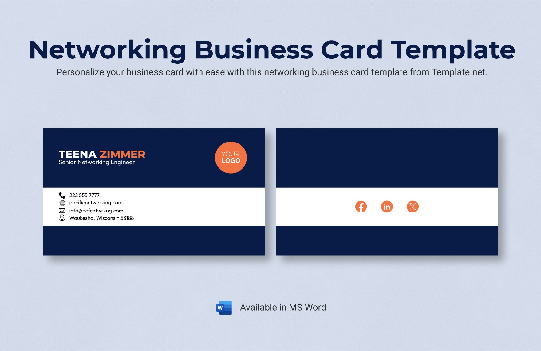 Networking Business Card Template in Word