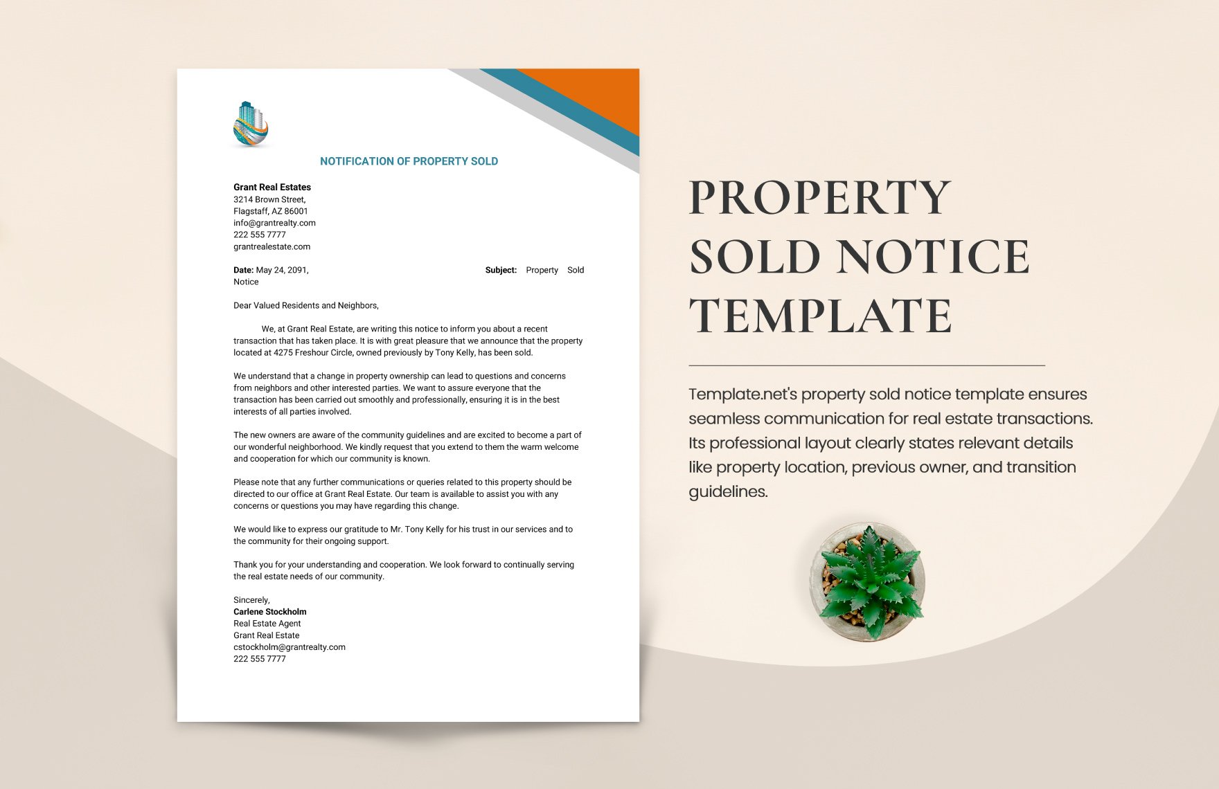 Property Sold Notice Template