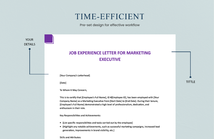 Job Experience Letter for Marketing Executive