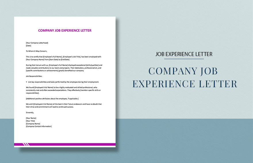 Company Job Experience Letter