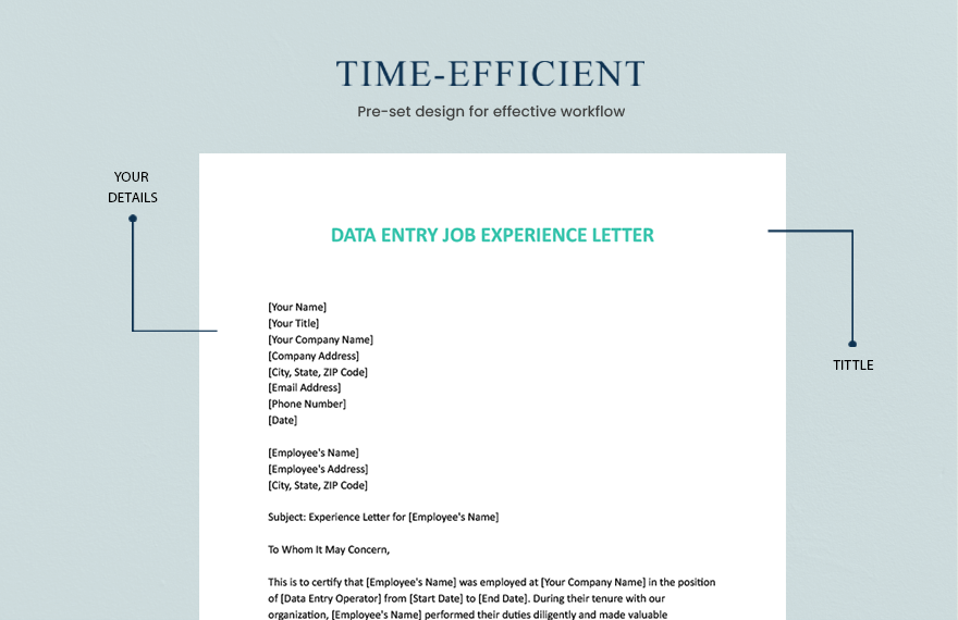 Data Entry Job Experience Letter