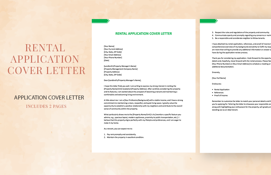 Free Rental Application Cover Letter in Word, Google Docs, Apple Pages