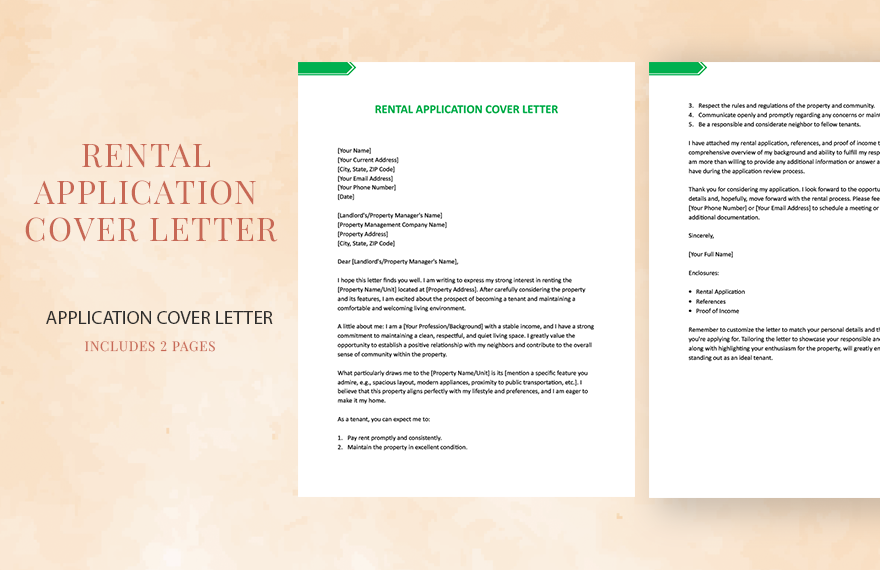 Rental Application Cover Letter In Word Google Docs Pages Download 