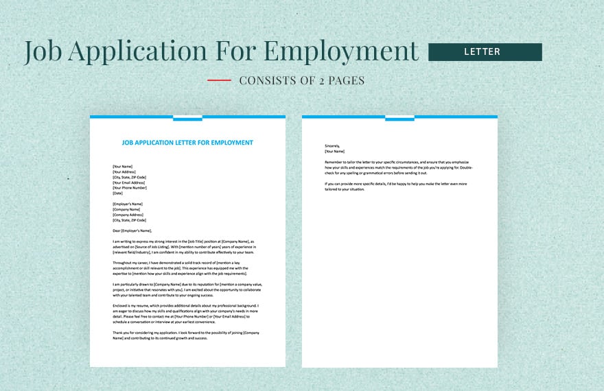 Job Application Letter For Employment