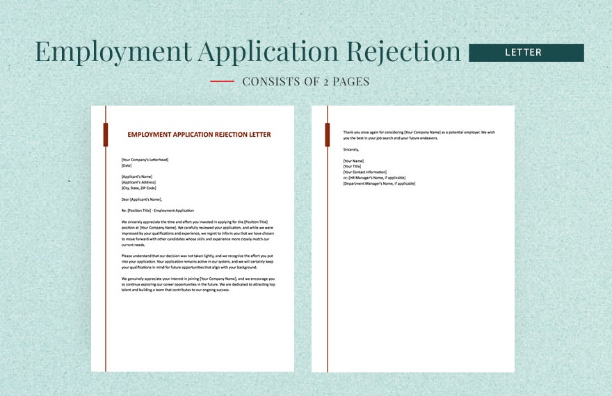 Employment Application Rejection Letter